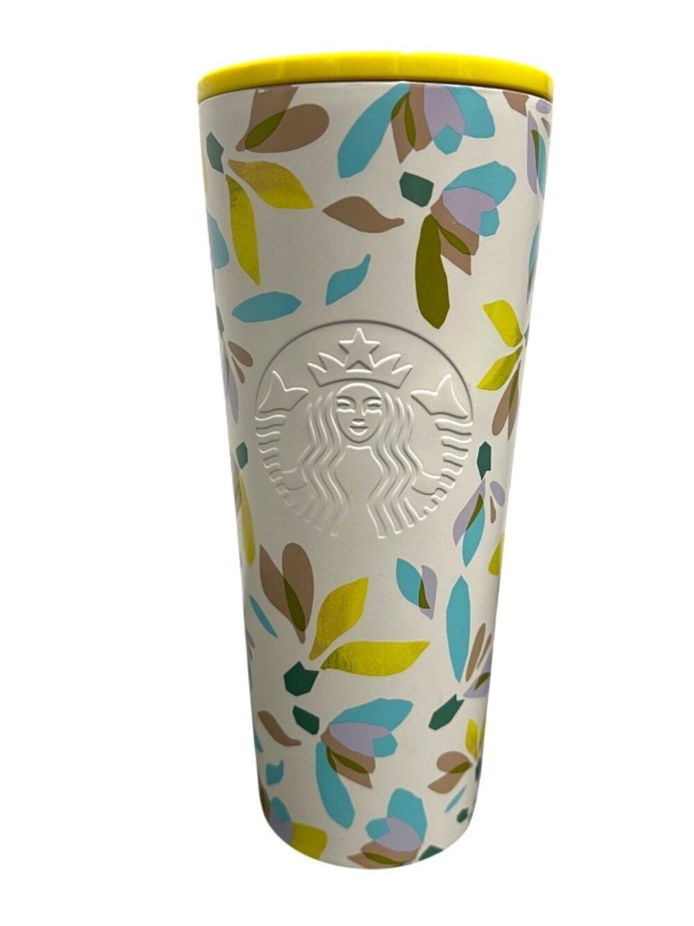 Starbucks 2023 "Snowdrop" Floral Stainless Steel Cold Cup Tumbler - 24oz Venti